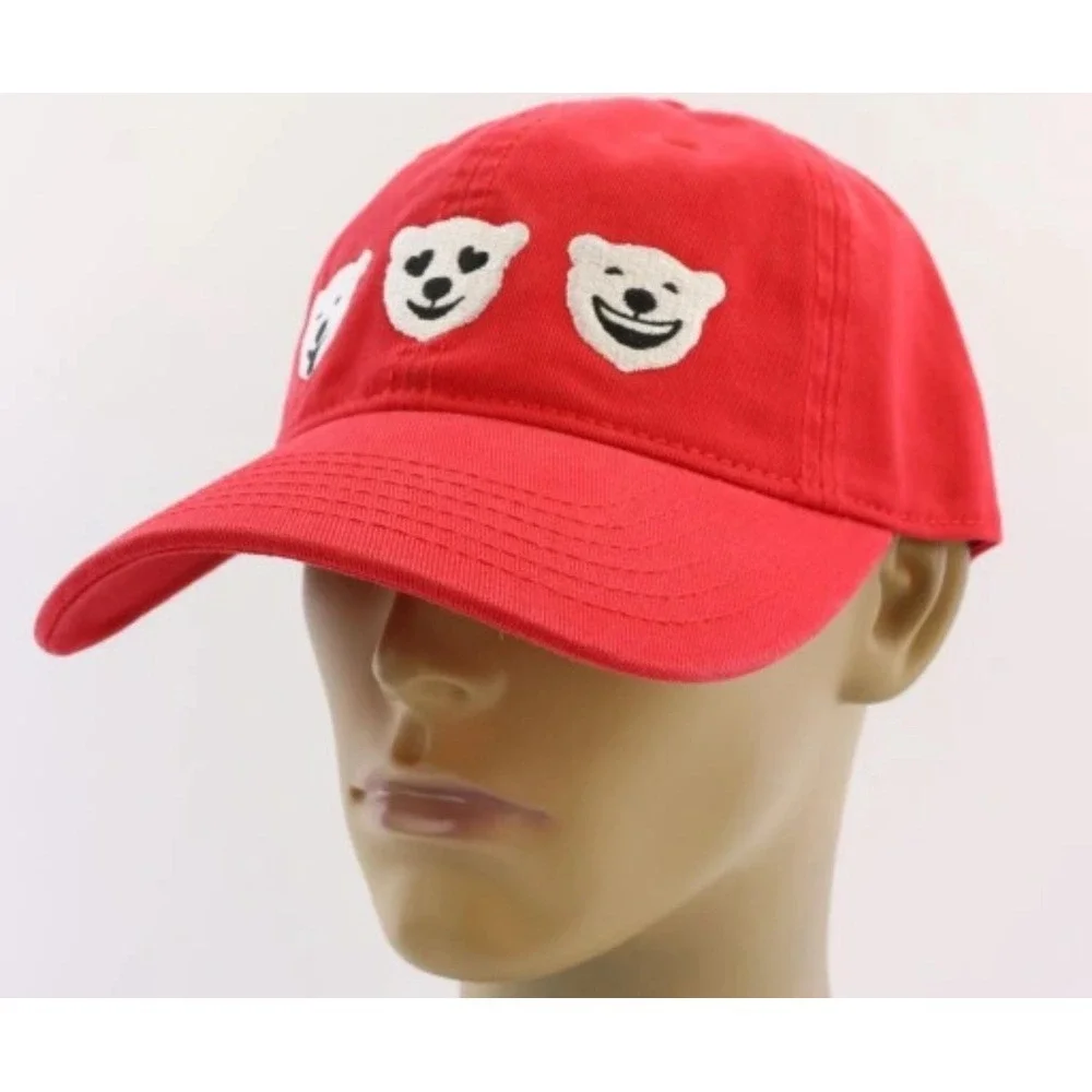 Coca Cola Vintage Small Polar Bears X 3 Emoji Red Hat Adjustable Enjoy Coca Cola